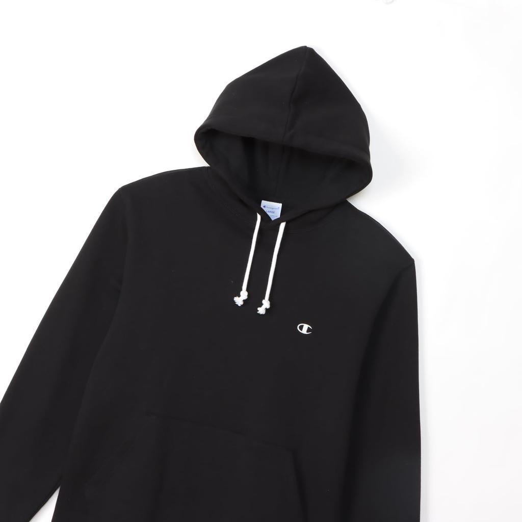 Толстовка с капюшоном с длинным рукавом, хлопок, США, вышитый логотип One Point, базовая черная, размер L [Champion] C3-Y138 для мужчин