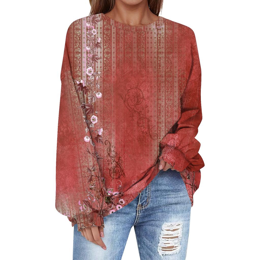 Oversized Sweatshirt For Women Crewneck Printing Long Sleeve Shirts Sweatshirt