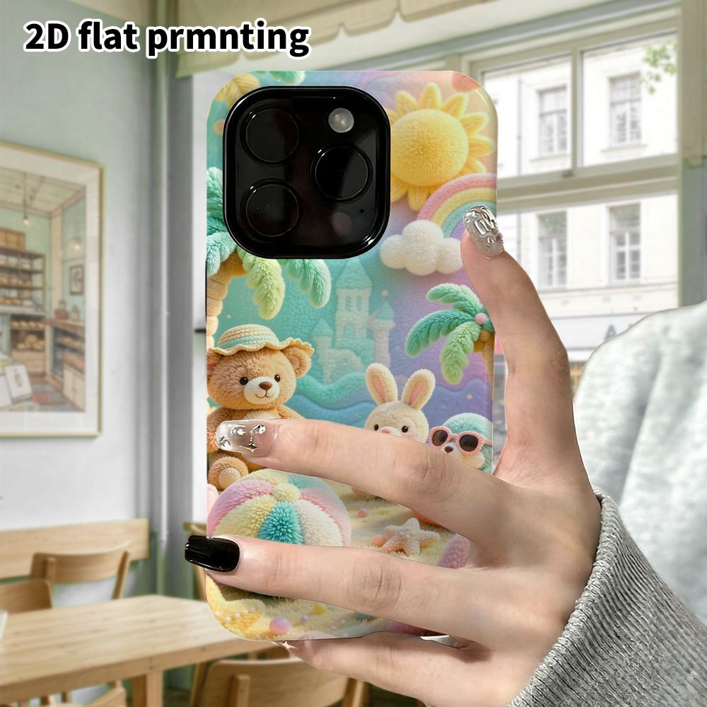Phone Case: 2D flat, fits iPhone 18, 17, 16, 15, 14, 13, 12 Pro protective case, beach little animals, perfect Christmas and Halloween holiday gift