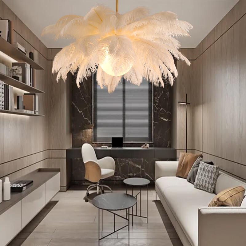 NuFeng Cream Style Feather Chandelier