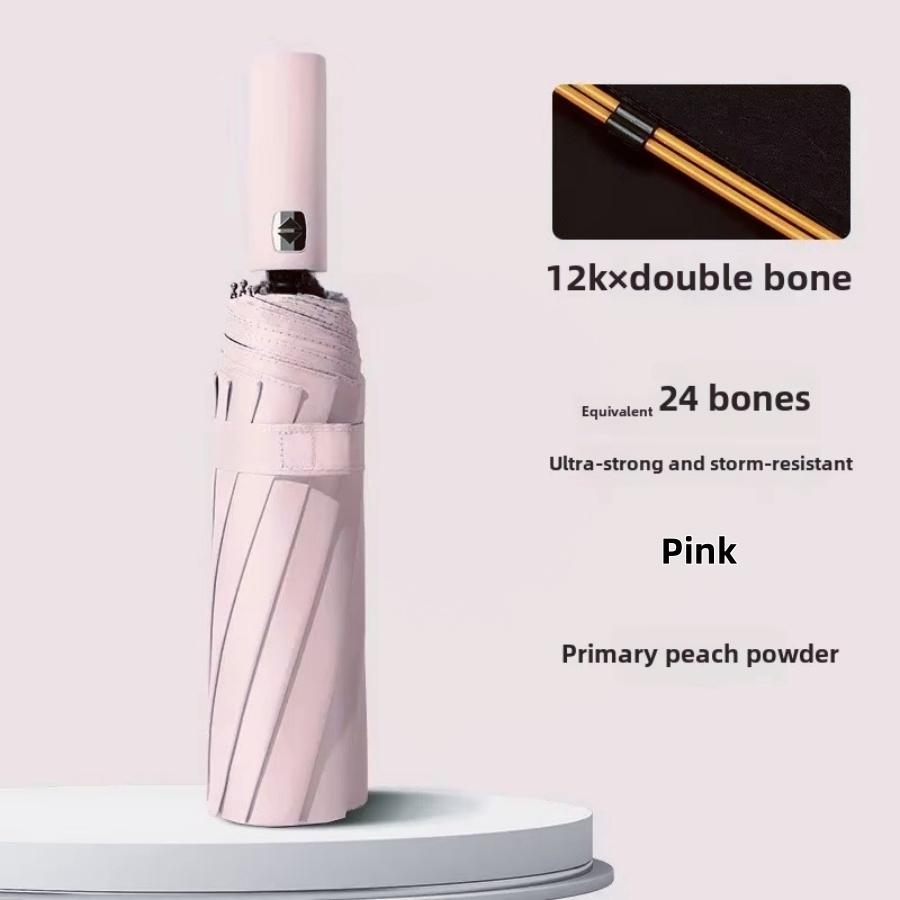 Ветрозащитный Большой Зонт Мужской, 106см Большой Однотонный Автоматический Зонт Прочный, 24 Спицы, Солнце-Дождь Складной Зонт Простой Стиль