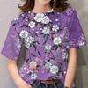Футболка с цветочным принтом Женская футболка Летняя повседневная одежда Harajuku Футболка Hundred Street Дышащий топ