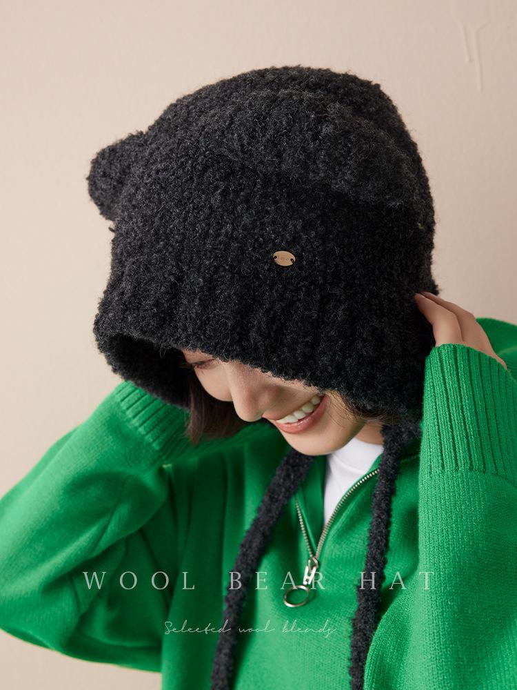 Шапка из чистой голубой шерсти с фиксированной окрашенной пряжей - зимняя шапка-ушанка Baotou