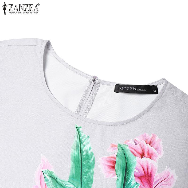 ZANZEA Женское повседневное платье с круглым вырезом и рукавом 3/4 с принтом