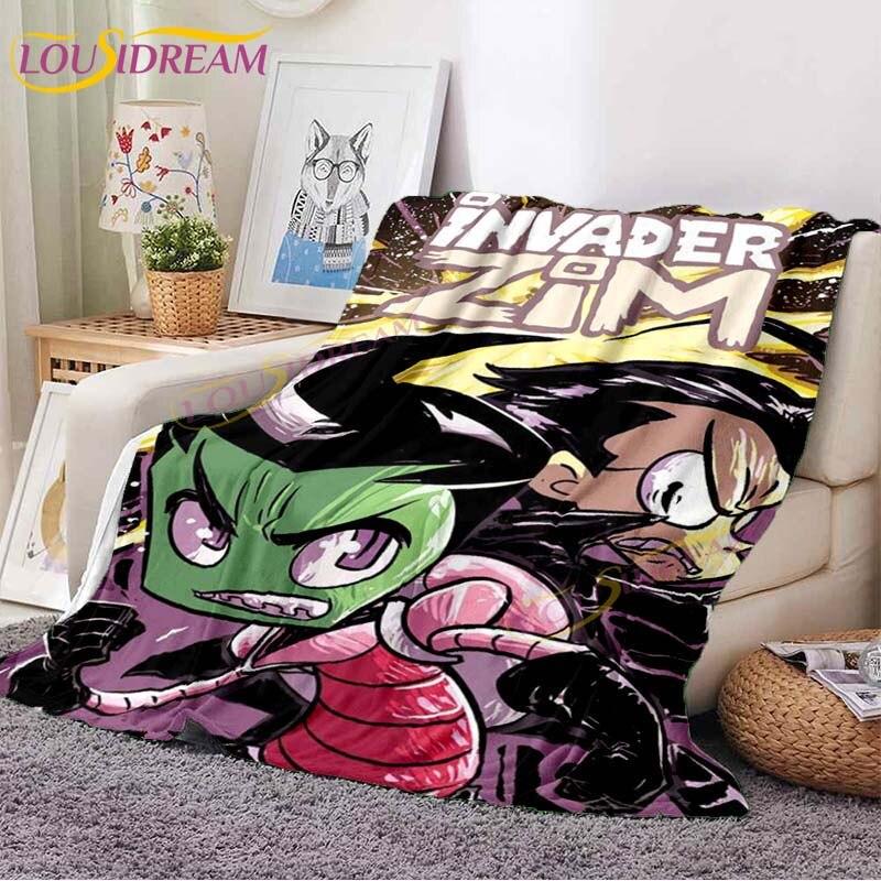 Одеяло Invader ZIM, классическое одеяло с принтом инопланетянина, фланелевое одеяло с мультяшным принтом для кровати, дивана, офиса, детское одеяло, подарки