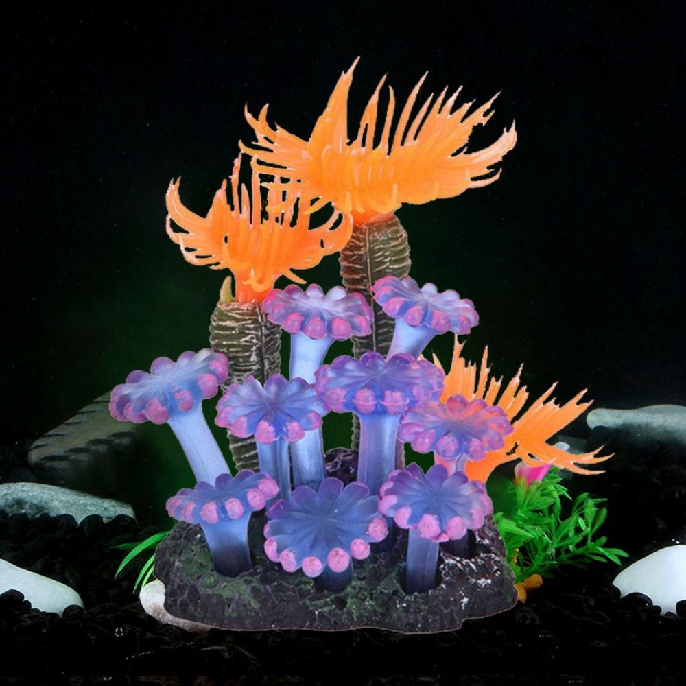 Simulation Aquarium Accessories Colorful Silicone Soft Fake Coral Fish Tank Decoration Coral Reef Stone Artificial Coral