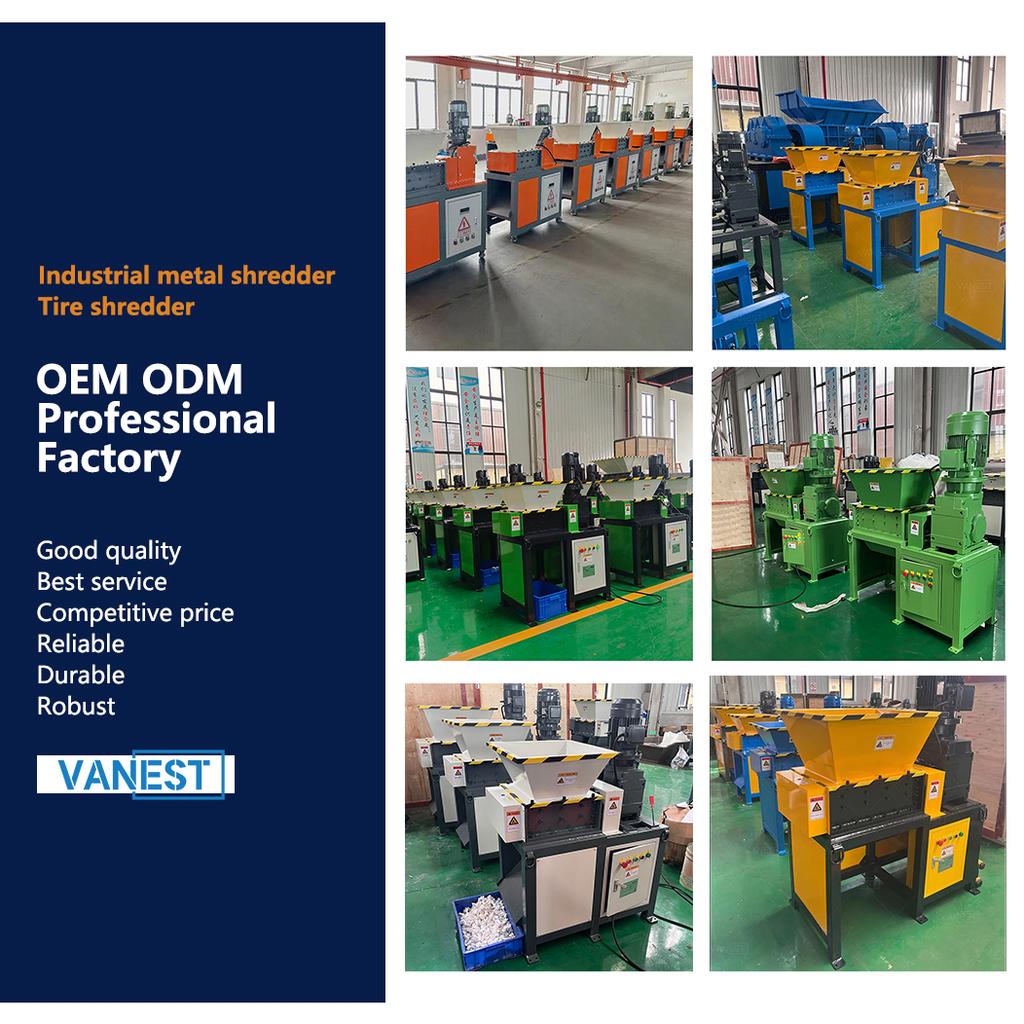 VANEST Industrial scrap metal shredder for Wood Scrap Metal Cardboard, Paper, Plastic Small Shredder Industrial Waste Disposal