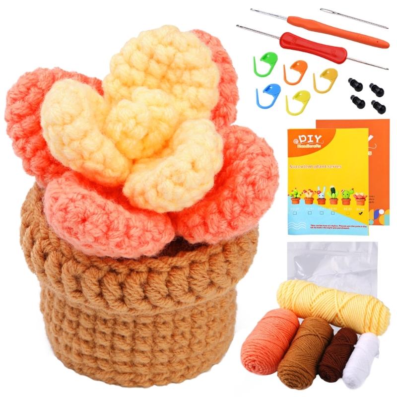 Beginners Crochet Kits DIY Crochet Starter Kits Including Crochet Hook, Yarn Balls, Needle, Instructions, Accessories