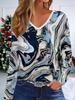 3D  Printed Fashion Casual Women's V-Neck Long Sleeve T-Shirt - New Year Party Clothing Holiday Gift