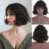 Short Wave Bob Wigs  for Women Natural Bangs Heat Resistant Wavy Synthetic Wig Daily Wear Cosplay Curly Hair