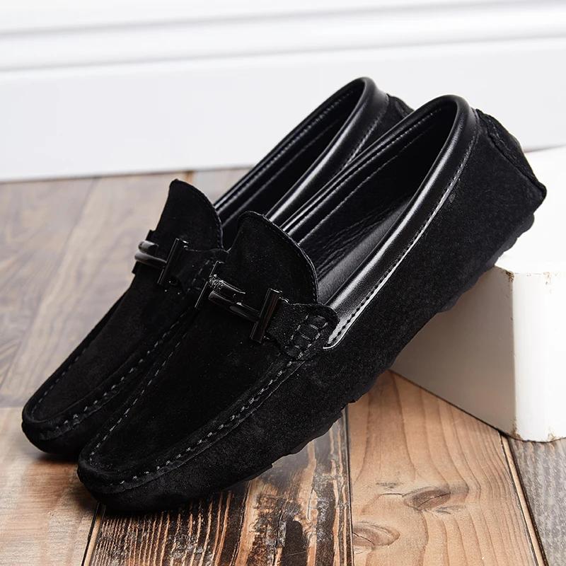 Summer Men's Suede Loafers Comfortable Man Flats Casual Mens Shoes Men Breathable Slip-On Soft Leather Driving Shoes for Men