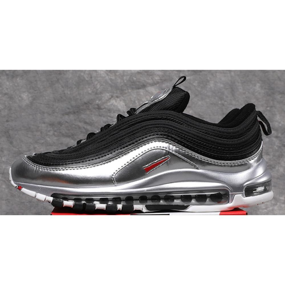 Bullet Men's Shoes Reflective Retro Running Shoes Full Palm Air Cushion Shoes Women's White and Black Trend Casual Sports Shoes