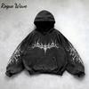 Худи в стиле ретро-готики RogueWave с графическим принтом, хип-хоп, для мужчин, Y2k, гранж, панк, повседневный, свободный пуловер, женская уличная толстовка с капюшоном