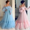 Women's Cute Solid Color Long Sleeve Slash-Neck Fashion  Long Full Dress