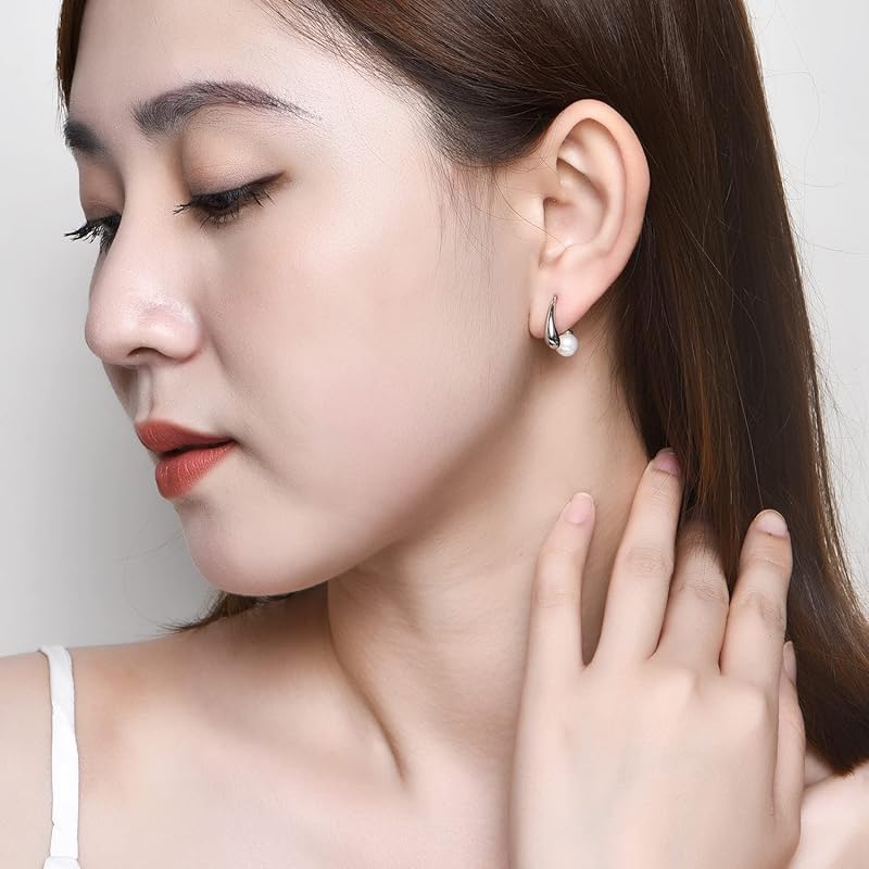 Бесплатные серьги-крючки с птичьими крючками, женские серьги-капли из жемчуга, серебро 925 пробы, совместимы с аллергией на металл, повседневное использование, офис, простой белый день, подарок взамен