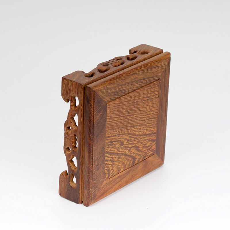 1pc Display Stand Retro Solid Wood Handcrafted for Flower Pots Bonsai Plant Shelf Square Multipurpose Miniatures Base