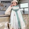 Large Winter Women Scarf Two-Tone Knitted Ponchos Cape Femme Shawl Wraps Pashmina Sjaals Bufandas Mujer Encharpe