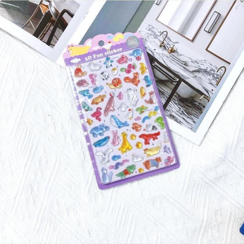 Imported original NEKONI cartoon animal panda cat 3D relief sticker scrapbook Diy Journal cute stationery sticker