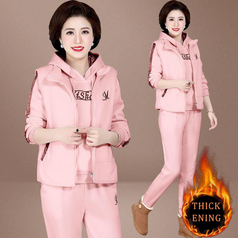 2 шт./компл. Зимний мамин толстый шерстяной спортивный костюм для женской осени и зимы Теплая куртка Верхняя одежда Наряды