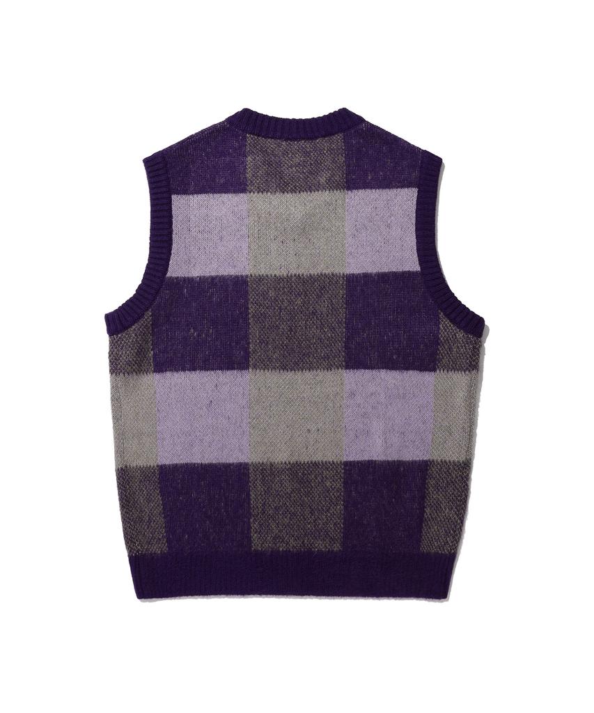 ISTKUNST Uuu Oval Logo Coloring Knit Vest_Purple(Ik2Cfmk680A)