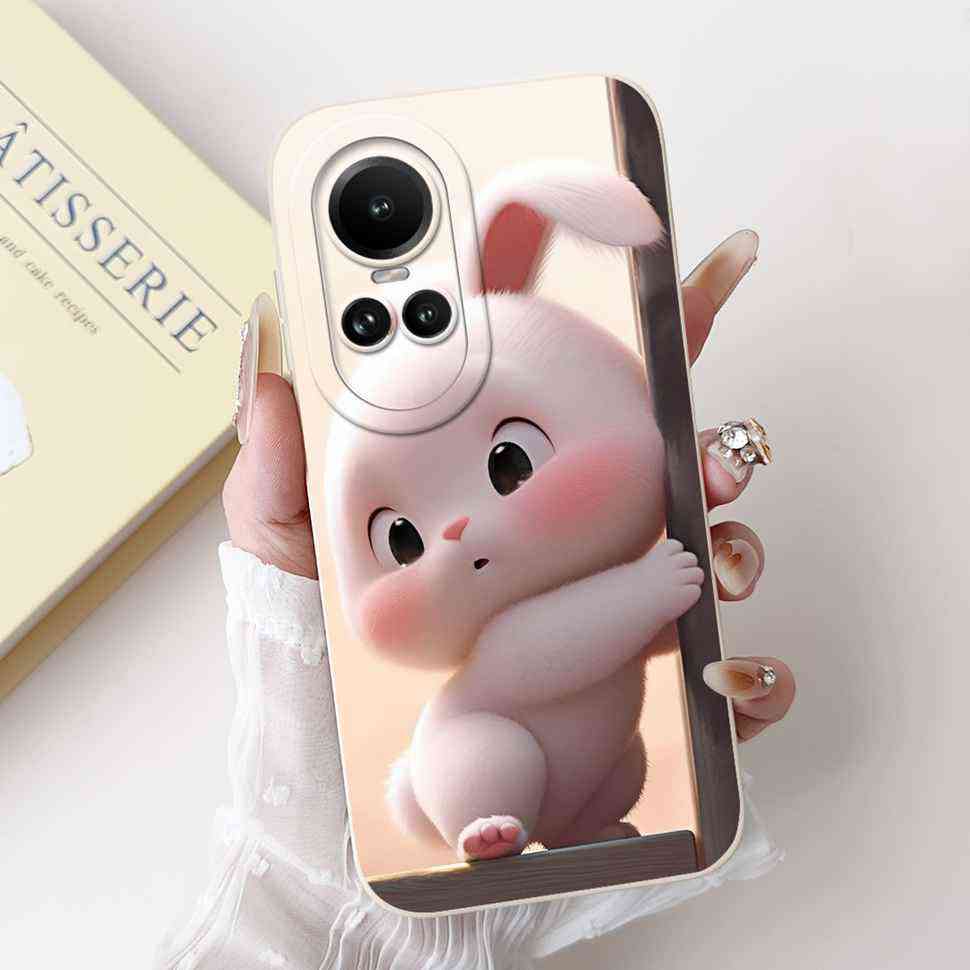 Чехол для Oppo Reno10 5G CPH2531 Роскошный Розовый Милый Кролик Мягкий Силиконовый Чехол Для Reno10 Pro 5G CPH2525 6.7" Глобальный Корпус Телефона