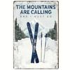 1pcThe Mountains Are Calling Vintage Metal Tin Sign  Retro Adventure Wall Art Ski Cabin Lodge Decor