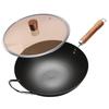 WANGYUANJI Frying with Beijing for Chinese Restaurants and Home Use Wok, Pan, 32cm, Deep, Stir-frying Pan, Induction/Gas Compatible, Lid, Wok,