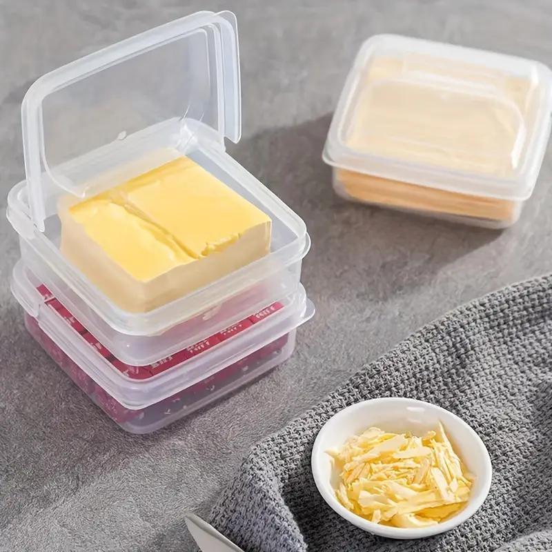 2pcs Butter Cheese Storage Box Transparent Cheese Box Refrigerator Kitchen Fruit Vegetable Fresh-keeping Organizer Storage Box