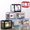 JIUJIU Superposed Mini Aquarium Fishbowl for Rumble Fish Marimo Spider Marimo(No USB No Light)