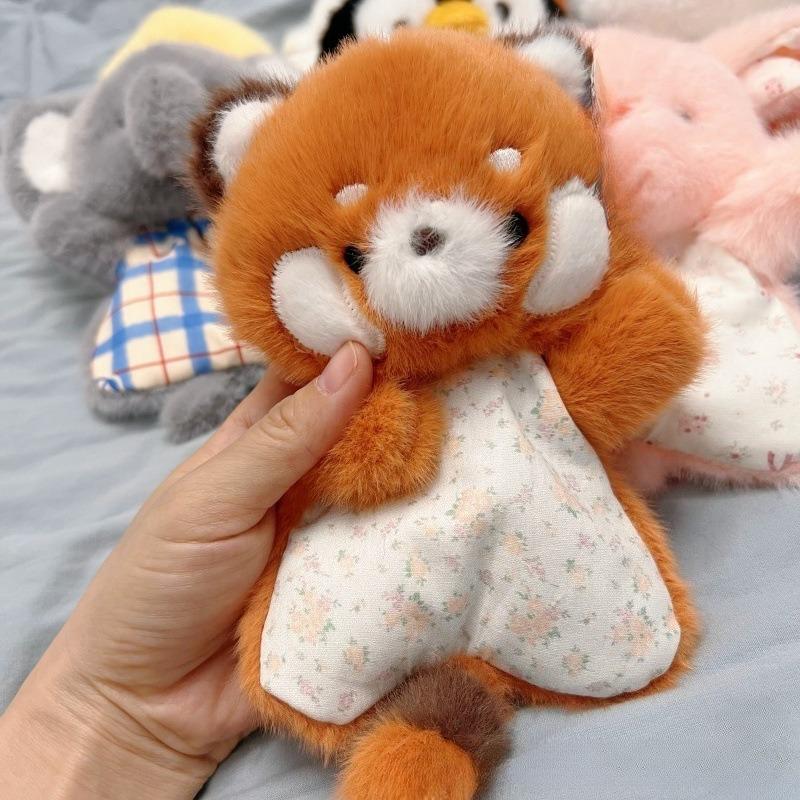 Raccoon Plush Toy Kawaii Fluffly Siamese Cat Soothing Bean Bag Cartoon Stuffed Fox Keychain Healing Pinch Decor Christmas Gift