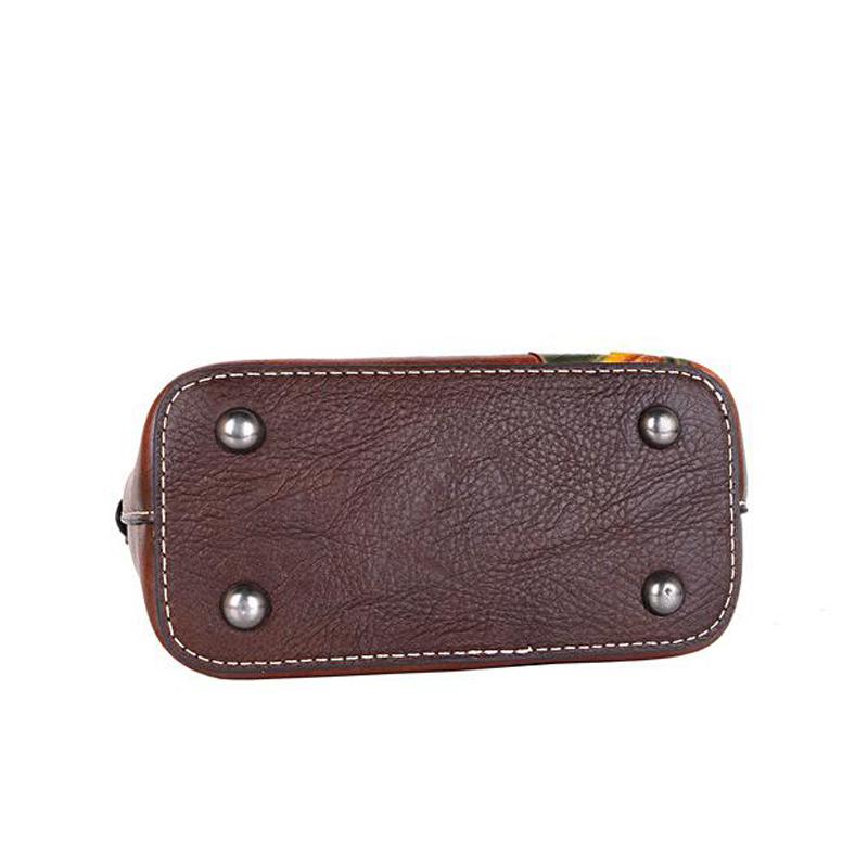 Johnature Женская сумка из коровьей кожи в стиле ретро, ​​маленькие сумки-ведра с тиснением ручной работы, сумки на плечо и через плечо