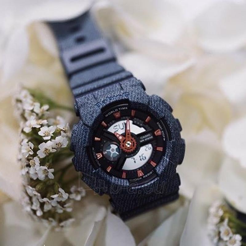 Casio Серия BABY-G, модные и стильные уличные двойной дисплей, многофункциональные, спортивные водонепроницаемые с большим циферблатом, кварцевый механизм, смола BA-110DE-2A1