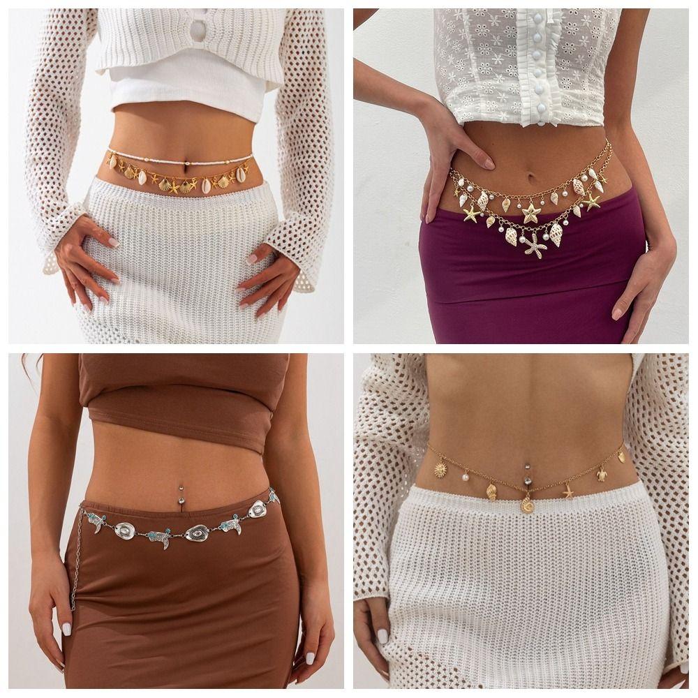 Bohemia Style Starfish Waistband Ocean Sexy Body Chain Retro Shell Waist Chain Gift