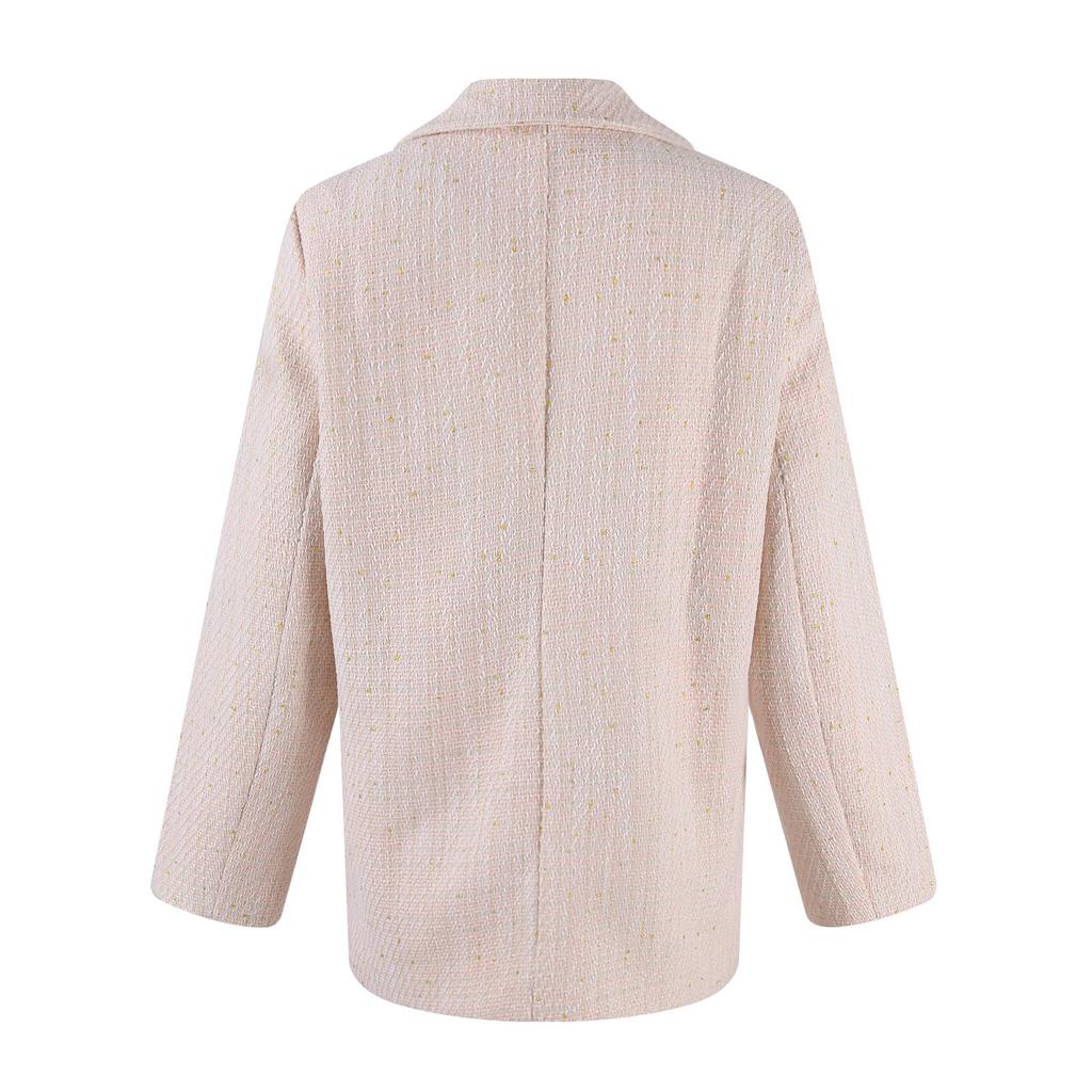 Women's Casual Loose Tweed Suit Jacket Fashionable Casual Long Sleeved Jacket Jacket