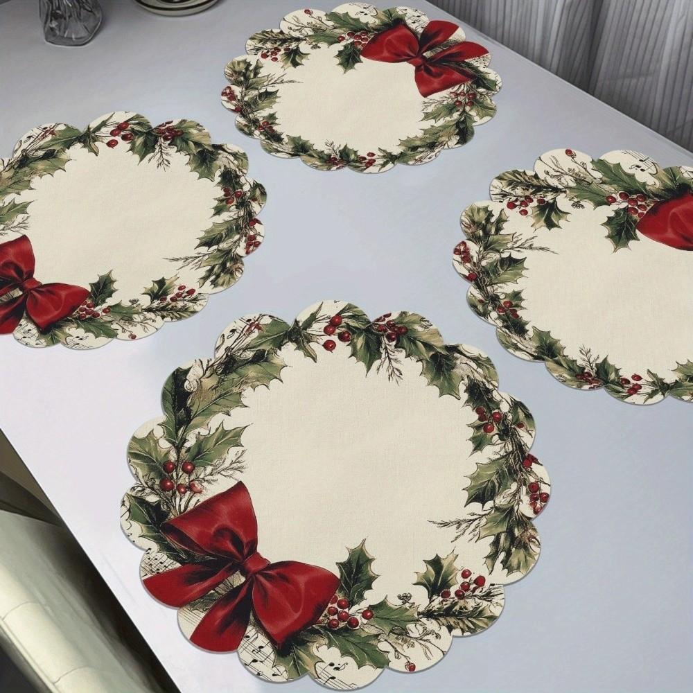 38cm Table Mats Santa Claus snowflakes Christmas Decor Tablecloth Creative Christmas Placemat