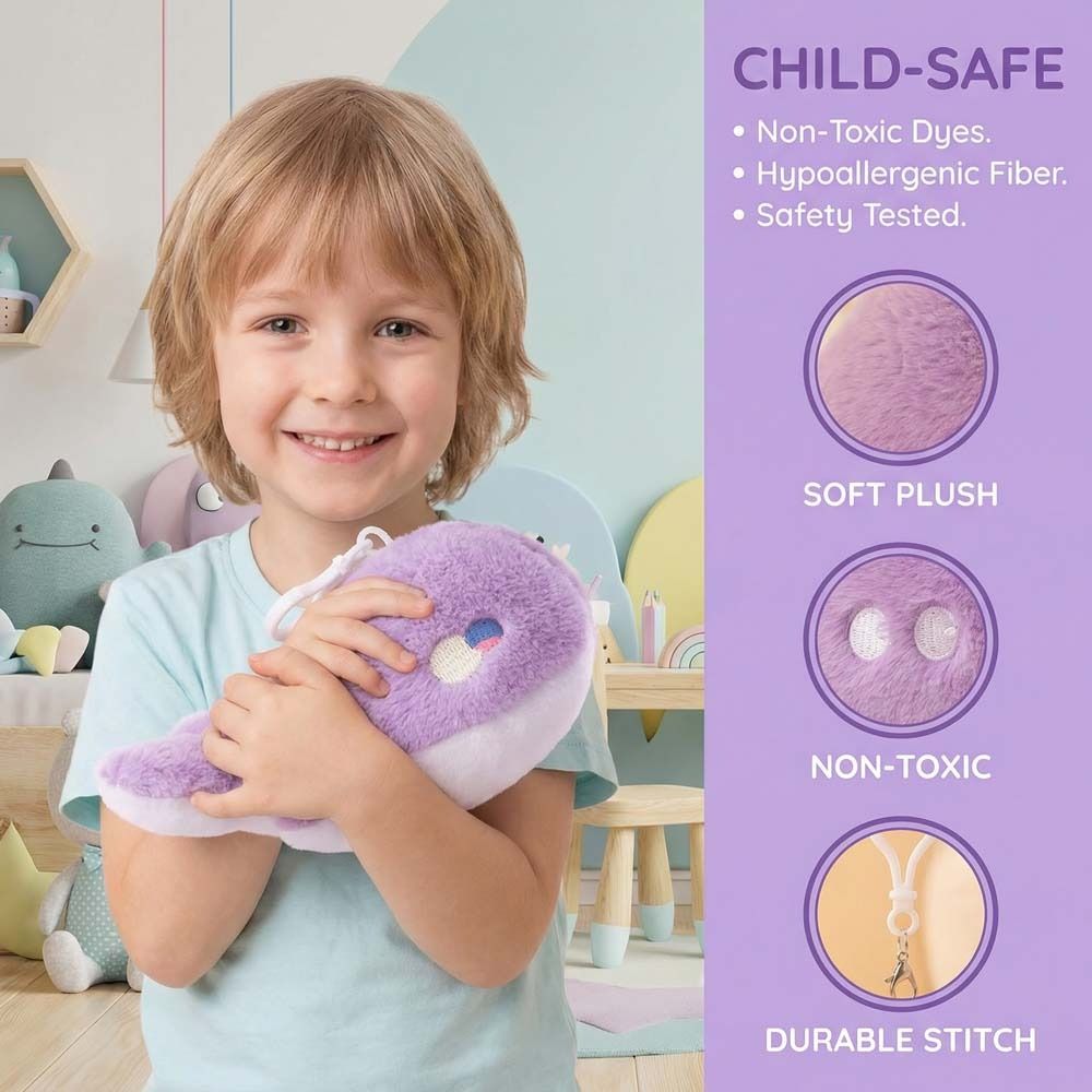 Fluffy Soft Whale  Plush Doll Metal Ring Whale Plush Key Ring Fashion Whale Plush Pendant  Handbag