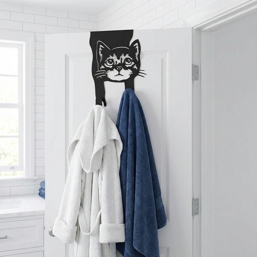 Black Coating Cats Shaped Over Door Hook Rustproof Over the Door Hangers Wall Hanger Cat Lovers