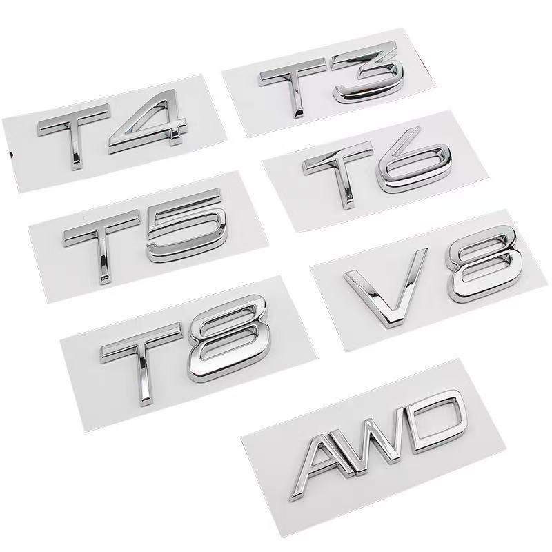 3D Chrome ABS T0/T3/T4/T5/T6/T7/T8/V8 AWD Lettering Emblem Trunk Badge For XC40 XC60 XC70 XC90