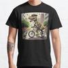 Men Fashion Casual Short Sleeves Funny T-Rex Riding A Tiny Bicycle Tees Oversized T-shirts