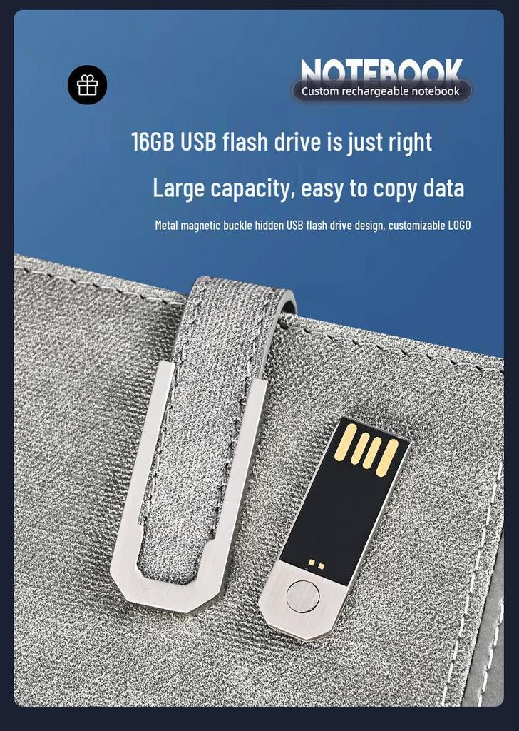 Многофункциональный бизнес-блокнот с USB и подарочной коробкой