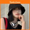 Black Summer Chic Bucket Hat For Women Versatile Japanese Korean Style Acrylic Material