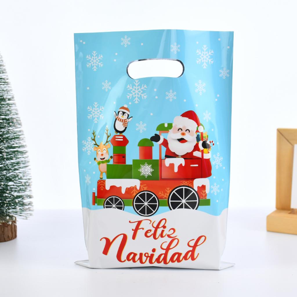 10/30pcs Christmas Gift Bags Cartoon Plastic Candy Cookie Packaging Bag Navidad Decoration for Home Kids New Year Gift