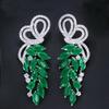 CMM Party Jewelry Green Leaf Shape Cubic Zirconia Drop Earrings