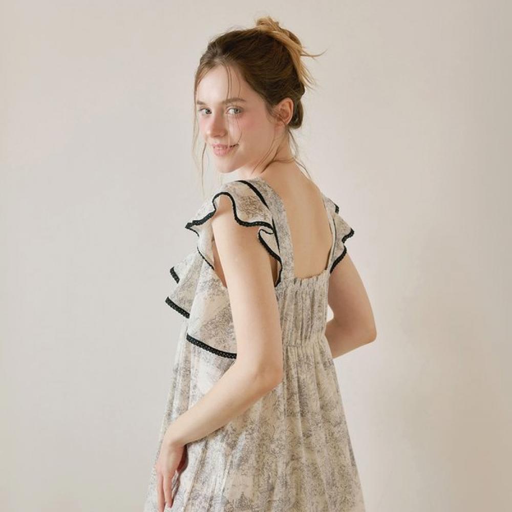 Lunaluz Women Rayon Cotton Square Neck Sleeveless Nightgown