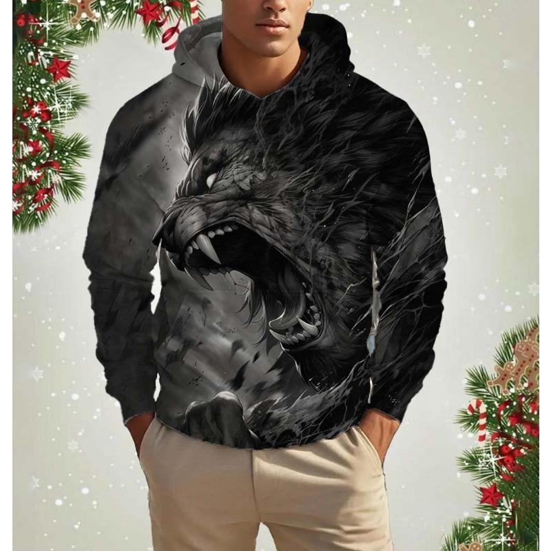 Модные мужские толстовки с капюшоном с 3D-принтом в виде льва в стиле Харадзюку, повседневные толстовки с капюшоном больших размеров, пуловеры, спортивная одежда