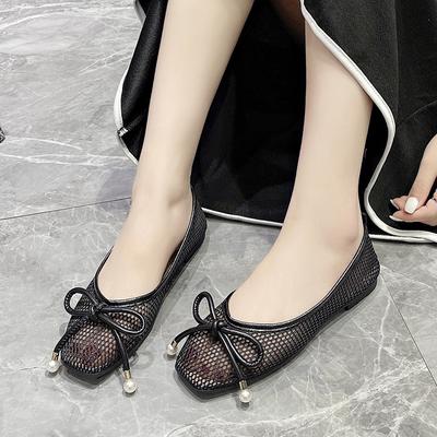 Сандалии на плоской подошве из сетки для женщин, женские танцевальные дышащие туфли Мэри Джейн на плоской подошве, прозрачные мягкие модельные туфли на плоской подошве