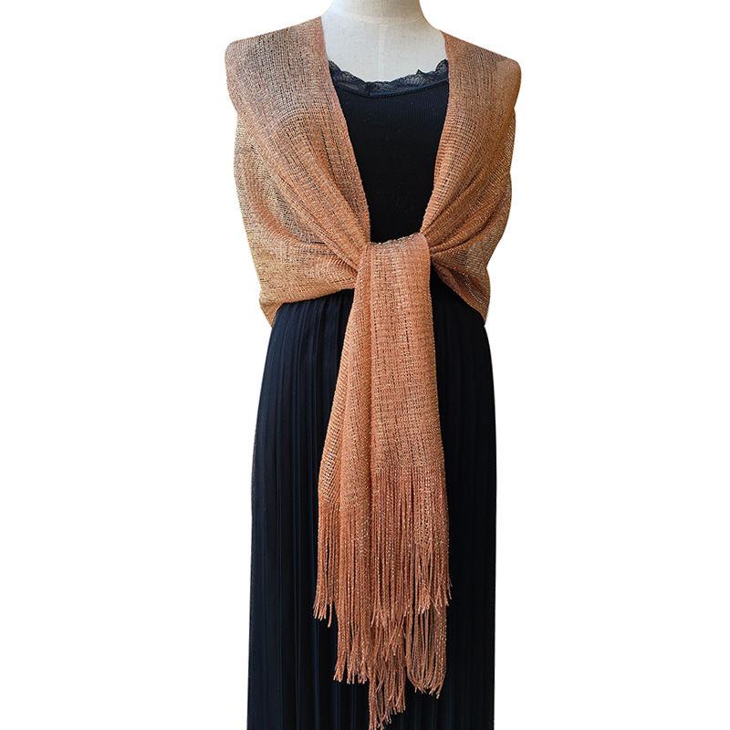 Gold and Women Fashion Wraps Evening Dress Shawl Shawl Flat Scarf Dance Silver Silk
