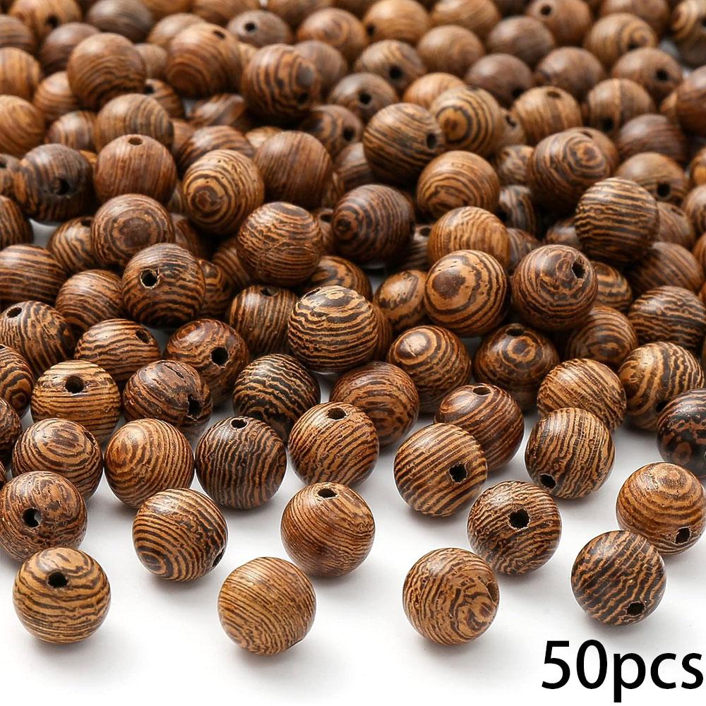 50/100/200 шт. деревянных бусин в богемном стиле, простые и элегантные круглые деревянные бусины с текстурой дерева, браслет, ожерелье, серьги, брелок для ключей