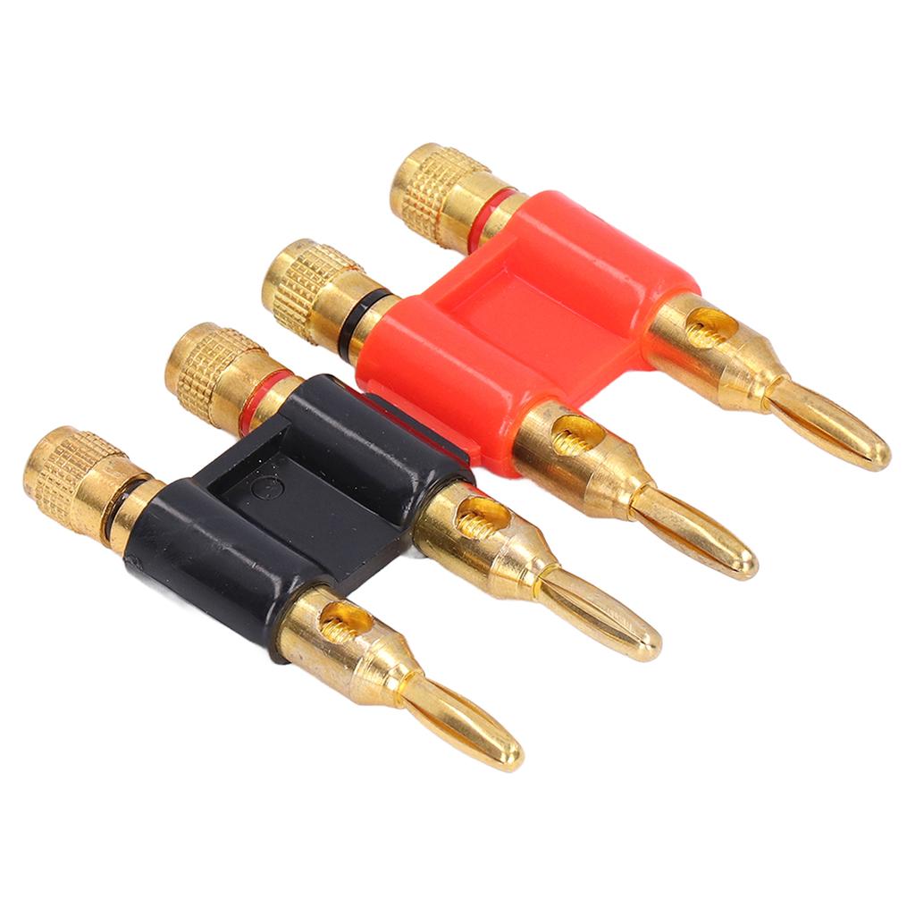 2Pcs Stackable Dual Banana Male Plug 2 Way Brass Connectors Speaker Wire Accessories 32A 1000V