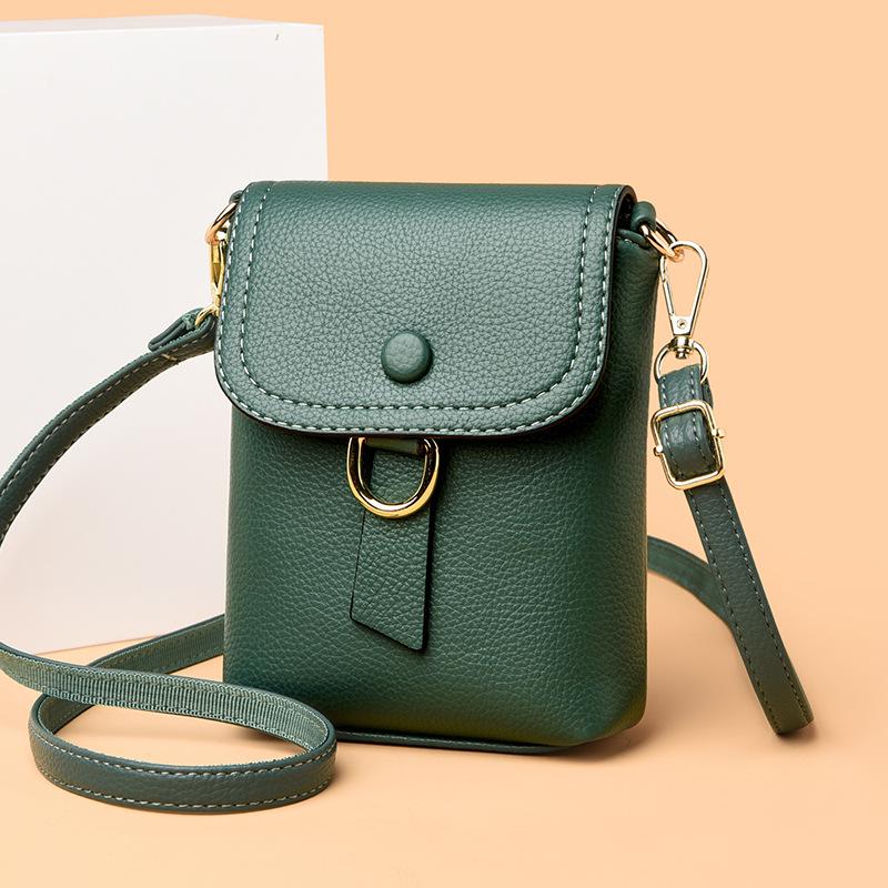 Lightweight Messenger Mobile Phone Bag For Shopping, Lychee Pattern Simple Female Small Retro Mini Change Single Shoulder